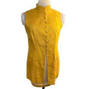 Danielle Martin 100% Linen Sleeveless Top/Vest High Collar Long Sz. 10